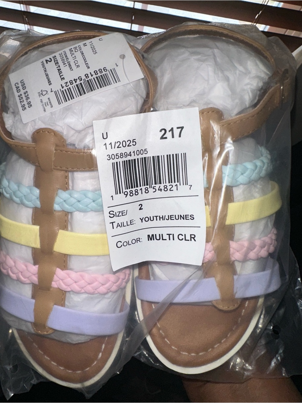 Children’s Place -Kids Multi-Color Braided Strap Sandals in Pastel Shades- NWT💖